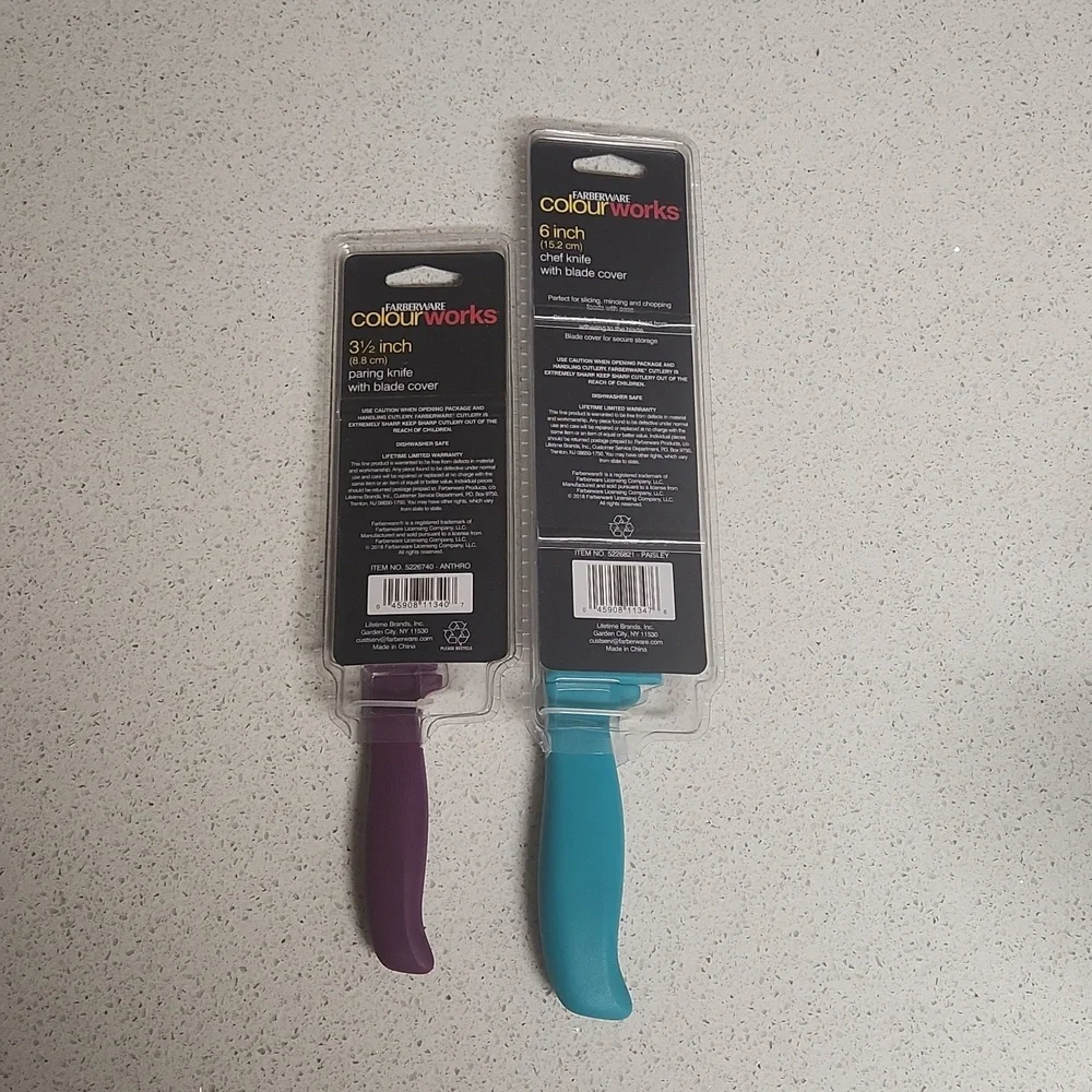 Farberware ColourWorks Dishwasher Safe 2 Knife Set w/Blade Covers